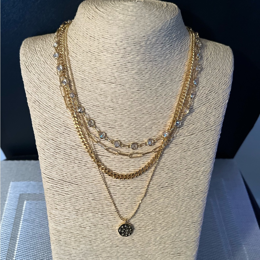 ADORNIA NWOT AUTHENTIC MESSY LAYERED 14K YELLOW GOLD PLATED BRASS NECKLACE